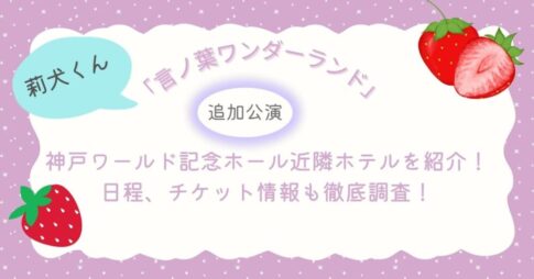 莉犬くん「言ノ葉ワンダーランド」神戸ワールド記念ホール近隣ホテルを紹介!日程、チケット情報も徹底調査!【2025年12月追加公演】