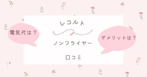 レコルトのノンフライヤーの口コミ｜電気代は？使い方やデメリットも徹底紹介！