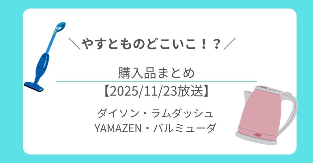 やすとものどこいこ！？紹介アイテムまとめ｜ダイソン・ラムダッシュ・YAMAZEN・バルミューダ【2025/11/23放送】