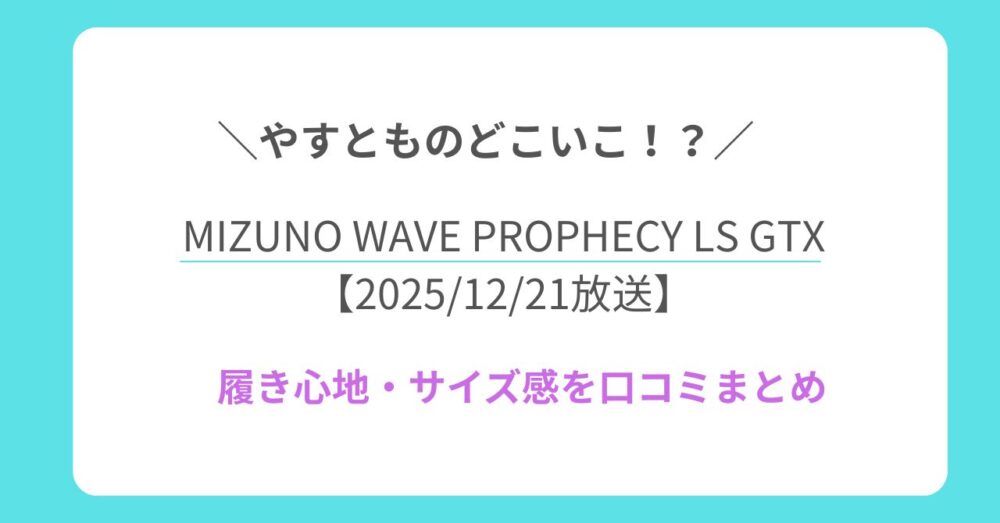【やすとものどこいこ⁉︎】で紹介｜MIZUNO WAVE PROPHECY LS GTXの履き心地・サイズ感を口コミで解説