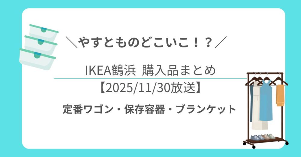 【やすとものどこいこ!?】IKEA鶴浜で買っていた商品まとめ|定番ワゴン・保存容器・ブランケットなど一覧